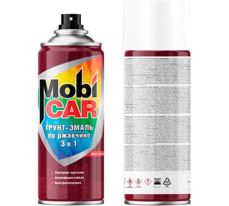 Аэрозольная грунт-эмаль по ржавчине 3 в 1 Mobicar  520 мл, белый матовый 0528-24 MC