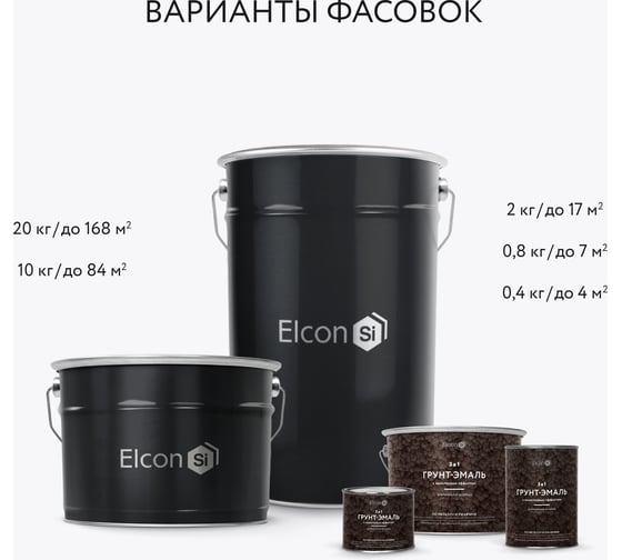 Грунт-эмаль по ржавчине Elcon 3 в 1 молотковая 0,4 кг черный 00-00002872