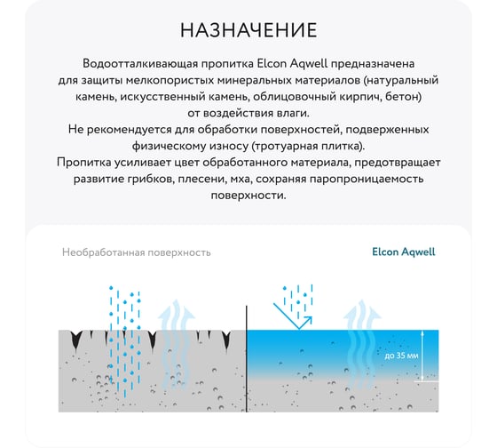 Пропитка для камня Elcon Aqwell c мокрым эффектом 0,9 л 00-00002944