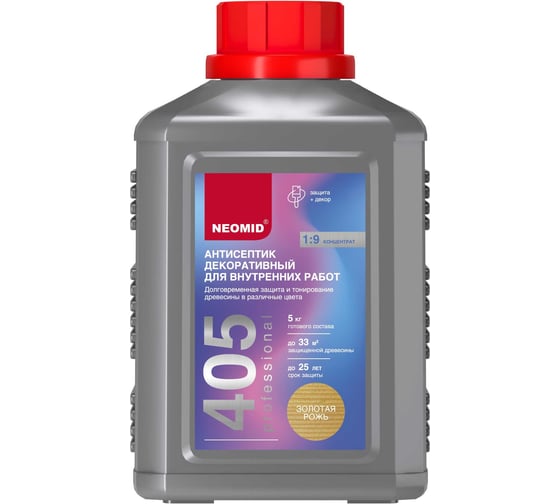 Декоративный антисептик для внутренних работ NEOMID 405 (0,5 кг, золотая рожь) Н-405-0,5/зол.рожь
