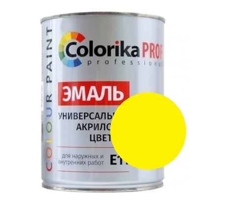 Акриловая универсальная эмаль Colorika Prof 0,9л желтая, для наруж. и внутр. работ 92481