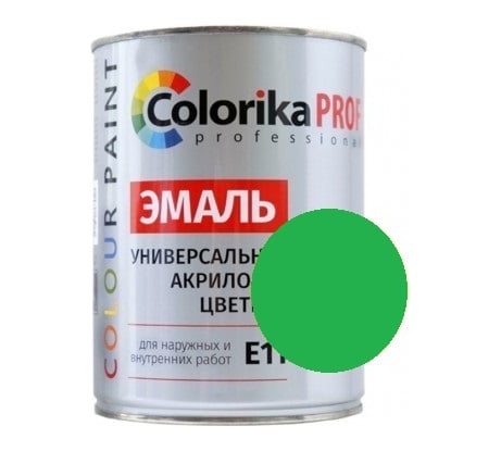 Акриловая универсальная эмаль Colorika Prof 0,9л зеленая, для наруж. и внутр. работ 92487