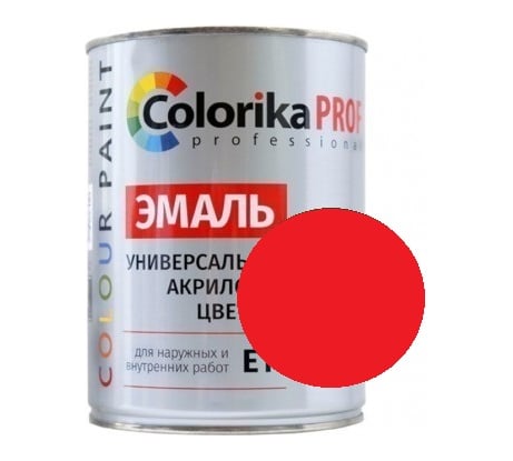 Акриловая универсальная эмаль Colorika Prof 0,9л красная, для наруж. и внутр. работ 92483