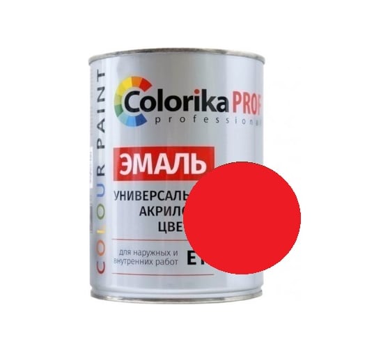 Акриловая универсальная эмаль Colorika Prof 0,9л красная, для наруж. и внутр. работ 92483