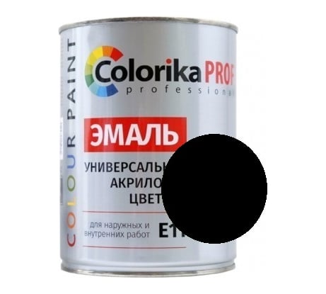 Акриловая универсальная эмаль Colorika Prof 0,9л черная, для наруж. и внутр. работ 92492