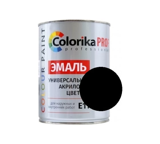 Акриловая универсальная эмаль Colorika Prof 0,9л черная, для наруж. и внутр. работ 92492