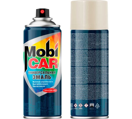 Аэрозольная эмаль универсальная Mobicar 520 мл, RAL 1015, слоновая кость глянцевый 0505-1015 MC