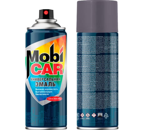 Аэрозольная эмаль универсальная Mobicar 520 мл, RAL 7016, антрацитово-серый глянцевый 0505-7016 MC