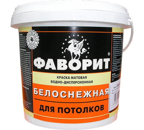 Краска ФАВОРИТ ВДАК-20П для потолков БЕЛОСНЕЖНАЯ матовая пласт.ведро 1 кг 80975 1