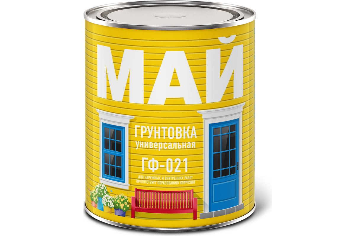 Грунтовка МАЙ ГФ-021 красно-коричневая, банка 0.9 кг 205511 - выгодная ...