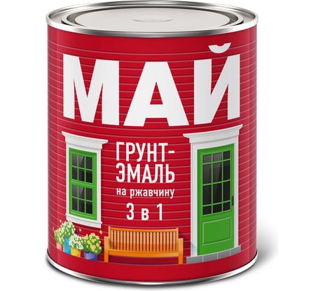 Грунт-эмаль по ржавчине МАЙ 3 в 1 коричневый, 0.8 кг 205464