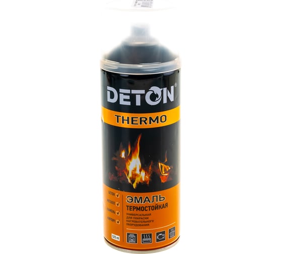 Аэрозольная эмаль Deton термостойкая черная THERMO 520 мл 126943 DTN-A70666