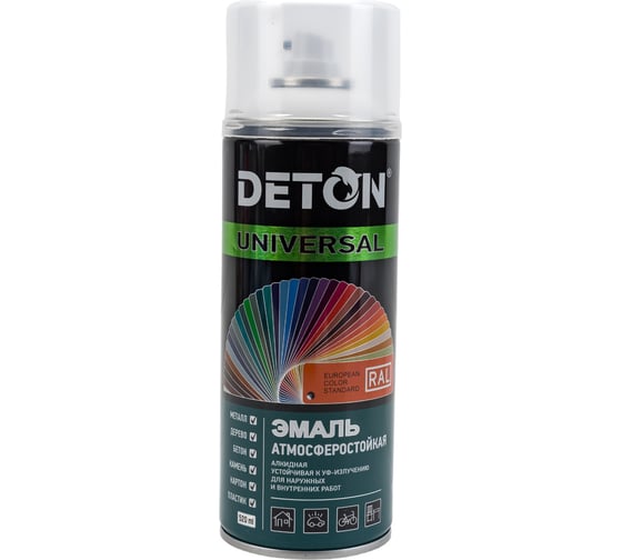 Аэрозольная эмаль Deton универсальная Белая матовая RAL 9003 UNIVERSAL 520 мл 126899 DTN-A46799