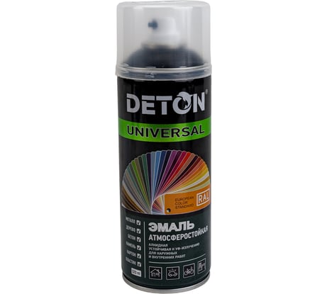 Аэрозольная эмаль Deton универсальная Черная матовая RAL 9005 UNIVERSAL 520 мл 126923 DTN-A46788