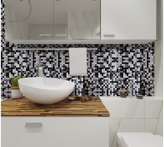 Самоклеящаяся панель, мозаика черно-белая Kleber KLE-TILE04