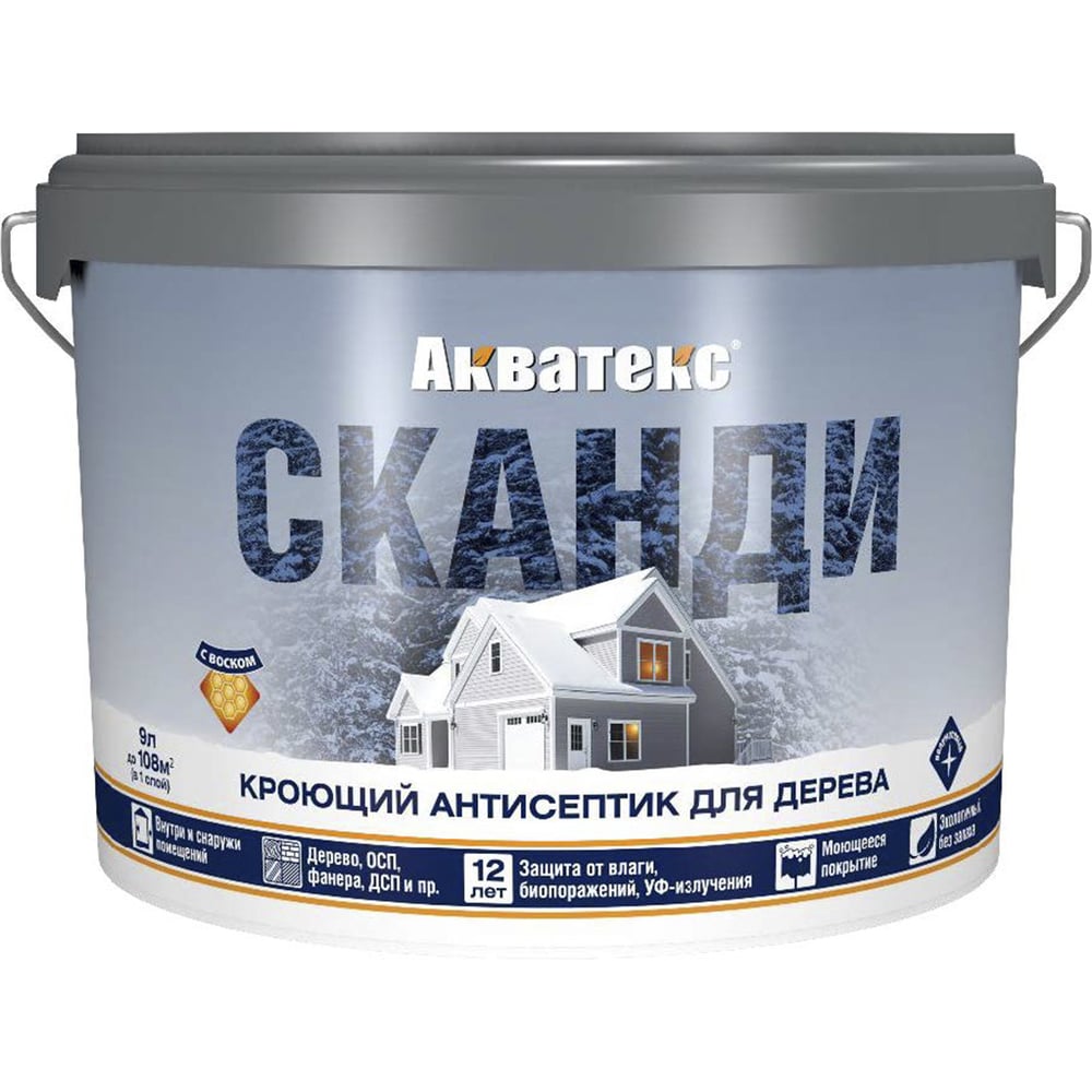 Антисептик для дерева Акватекс СКАНДИ графит 9 л 274298 - выгодная цена ...