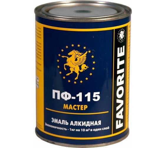 Эмаль ФАВОРИТ ПФ-115 красная 0,9 кг МАСТЕР, ГОСТ 6465-76 77254