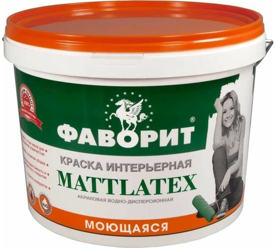 Интерьерная краска ФАВОРИТ ВДАК-20ИС Mattlatex супербелая евроведро 15 кг 3529