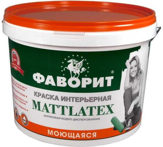 Интерьерная краска ФАВОРИТ ВДАК-20ИС влагостойкая белоснежная евроведро 15 кг 88634