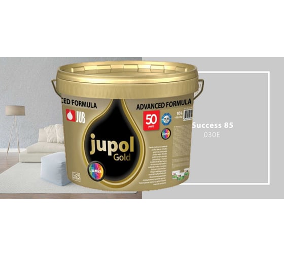Моющаяся краска для стен и потолков JUB JUPOL GOLD 2л, база А, цвет: 030E 1009806-030E