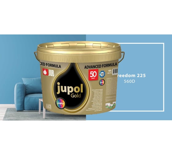 Моющаяся краска для стен и потолков JUB JUPOL GOLD 2л, база А, цвет: 560D 1009806-560D