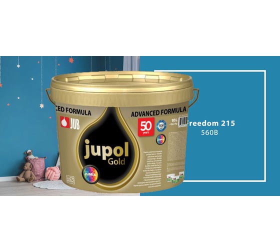 Моющаяся краска для стен и потолков JUB JUPOL GOLD 2л, база B, цвет: 560B 1009807-560B 1