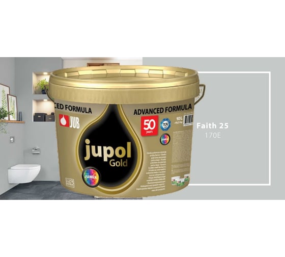 Моющаяся краска для стен и потолков JUB JUPOL GOLD 2л, база А, цвет: 170E 1009806-170E 1