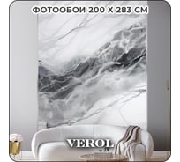 Фотообои Verol 3D на стену флизелиновые Серо-черный мрамор 200x283 см, 5.66 м2, обои виниловые, водостойкие, обои для кухни моющиеся 321-ФФО-05920