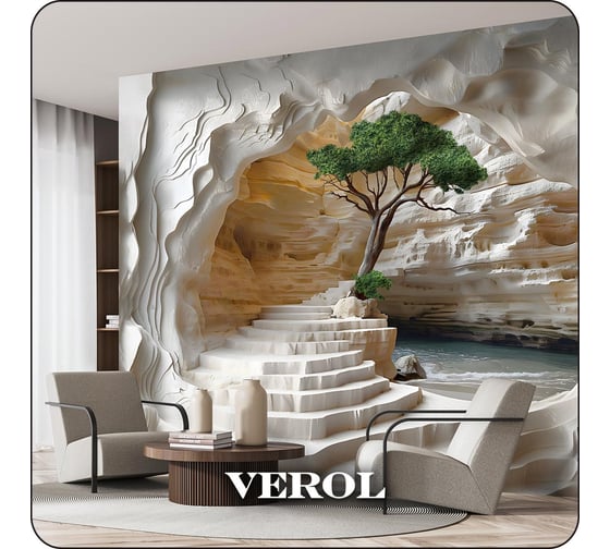 Фотообои Verol 3D на стену флизелиновые Дерево 400x283 см, 11.32 м2, виниловые, водостойкие, обои для кухни моющиеся 312-ФФО-05907