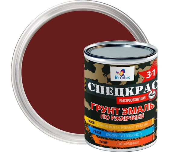 Грунт-эмаль по ржавчине Резолюкс СПЕЦКРАС п/гл. 0,8 кг, кр.кор. УТ000008949