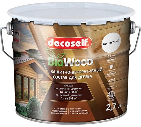 Лессирующий антисептик для дерева Pufas бесцветный Decoself 2,7л тов-200267