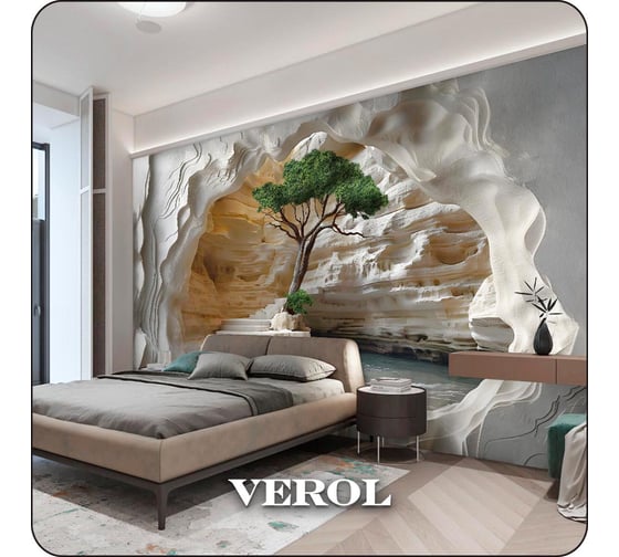 Фотообои Verol 3D на стену флизелиновые Дерево 500x283 см, 14.15 м2, виниловые, водостойкие, обои для кухни моющиеся 311-ФФО-05907