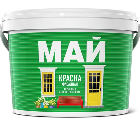 Фасадная краска МАЙ белая, ведро 2,5 кг О02999