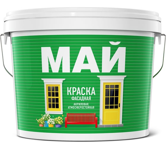 Фасадная краска МАЙ белая, ведро 6 кг О03000