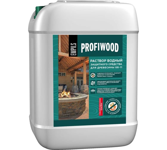 Раствор водный защитного средства для древесины Profiwood I гр. ББ-11 с индикатором, 10 л, 10 кг 83747