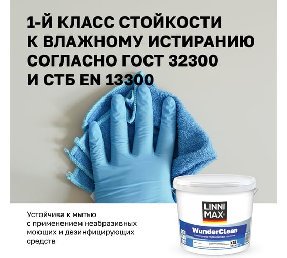 Краска LINNIMAX WunderClean B1 9 л LINNIMAX 948105930
