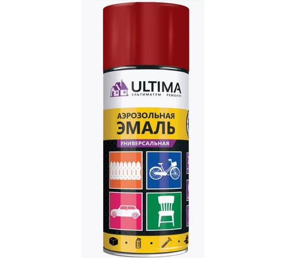 Эмаль аэрозольная универсальная ULTIMA вишневый RAL 3003, 520 мл (1 уп - 12 шт.) ULT023/12 1