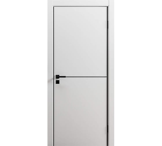 Дверь ООО ВДК Line Молдинг 1 софт белый гладкий, 80х200, (AL- black) П18