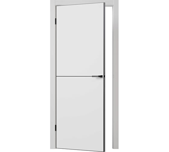 Дверь ООО ВДК Line Молдинг 1 софт белый гладкий, 80х200, (AL- black) П18