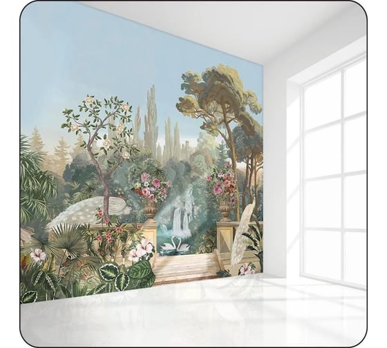Флизелиновые фотообои Verol 3D на стену Пейзаж Шинуазри 300x283 см, 8,49 кв. м, виниловые, водостойкие, обои для кухни, моющиеся 309-ФФО-05936 1