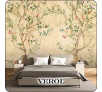 Флизелиновые фотообои Verol 3D на стену Цветы и птицы 400x283 см, 11.32 кв. м, виниловые, водостойкие, обои для кухни, моющиеся 331-ФФО-05917
