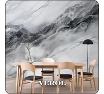 Флизелиновые фотообои Verol 3D на стену Серо-черный мрамор 400x283 см, 11.32 кв. м, виниловые, водостойкие, обои для кухни, моющиеся 320-ФФО-05920