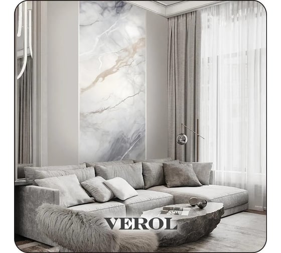 Флизелиновые фотообои Verol 3D на стену Серый мрамор 100x283 см, 2.83 кв. м, виниловые, водостойкие, обои для кухни, моющиеся 325-ФФО-05919