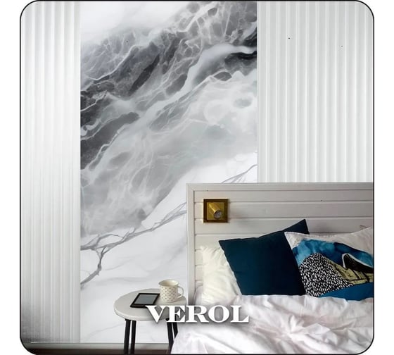 Флизелиновые фотообои Verol 3D на стену Серо-черный мрамор 100x283 см, 2.83 кв. м, виниловые, водостойкие, обои для кухни, моющиеся 322-ФФО-05920