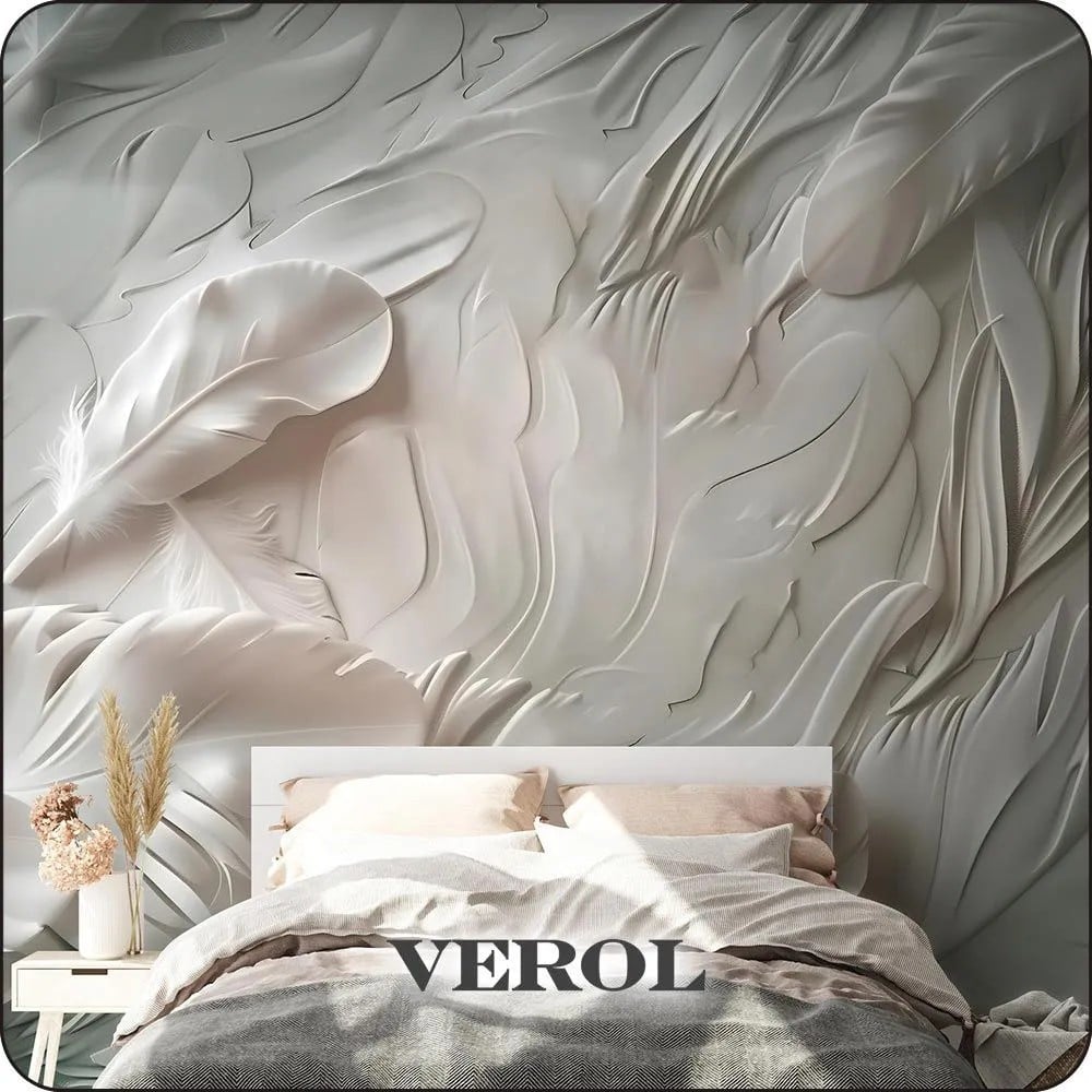 Флизелиновые фотообои Verol 3D на стену "Барельеф перья" 300x283 см ...