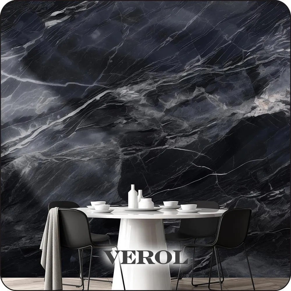 Флизелиновые фотообои Verol 3D на стену "Мрамор черный" 300x283 см ...