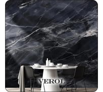 Флизелиновые фотообои Verol 3D на стену "Мрамор черный" 300x283 см, водостойкие, обои для кухни, моющиеся 334-ФФО-05921