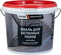 Эмаль акриловая ПУФАС для бетонных полов, полуглянцевая, мороз., cерая, 6 кг тов-217192