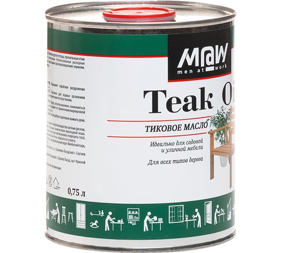 Тиковое масло Men at Work TEAK OIL 0,75 л v80085