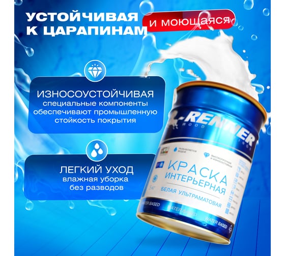 Краска интерьерная для стен и потолков RENNER белая-1кг